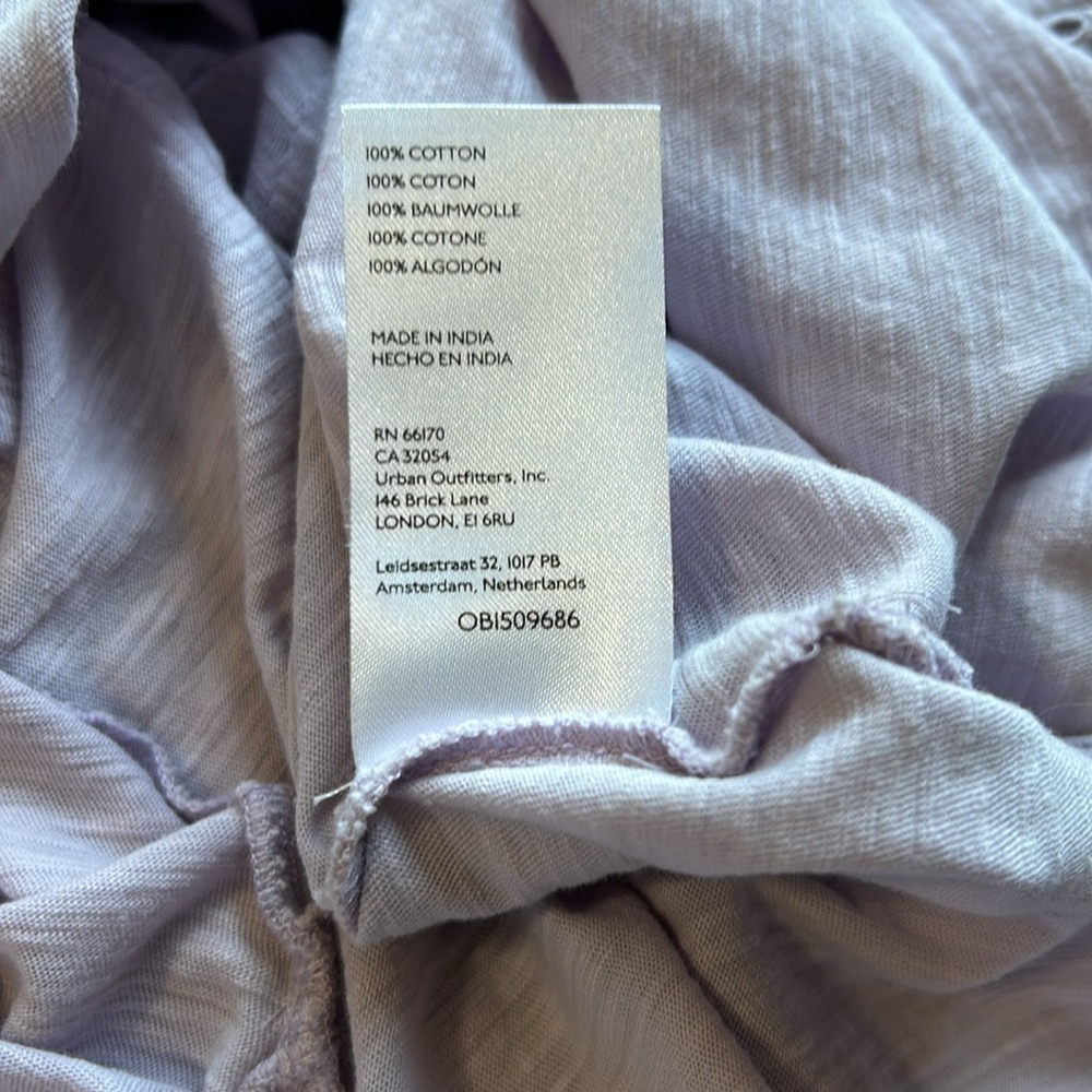 Anthropologie Pilcro Sustainable Ruffle Sleeved Tunic Top Lavender Sz S NEW - Picture 7 of 7